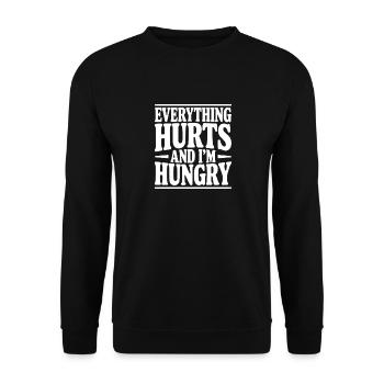 Alles tut weh und ich habe Hunger - Unisex Pullover - Schwarz - Vorne - Alina (178cm) & Michal (187cm)
