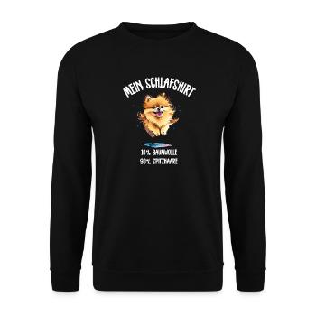 Zwergspitz Schlafshirt Dynamisch - Unisex Pullover - Schwarz - Vorne - Alina (178cm) & Michal (187cm)