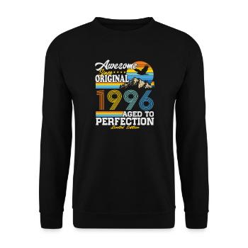 1996 Jahrgang Vintage Geburtstag Geschenk Retro - Unisex Pullover - Schwarz - Vorne - Alina (178cm) & Michal (187cm)
