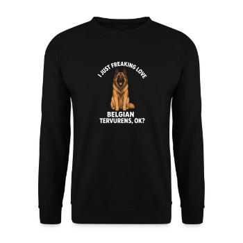 Ich liebe belgische Tervurens, okay? - Unisex Pullover - Schwarz - Vorne - Alina (178cm) & Michal (187cm)