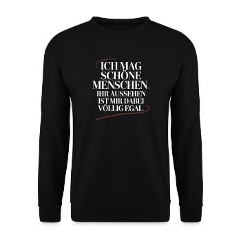 Ich Mag Schöne Menschen Innere Werte Charakter - Unisex Pullover - Schwarz - Vorne - Alina (178cm) & Michal (187cm)