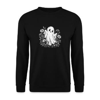 Blumengeist im Blütenkranz - Unisex Pullover - Schwarz - Vorne - Alina (178cm) & Michal (187cm)