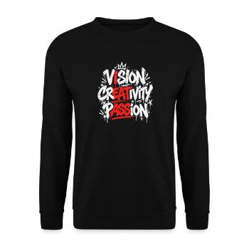 Vision Creativity Passion Graffiti - Unisex Pullover - Schwarz - Vorne - Alina (178cm) & Michal (187cm)