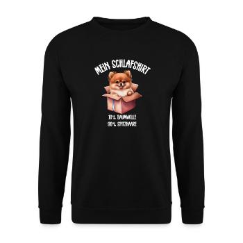 Zwergspitz Karton Schlafshirt - Unisex Pullover - Schwarz - Vorne - Alina (178cm) & Michal (187cm)