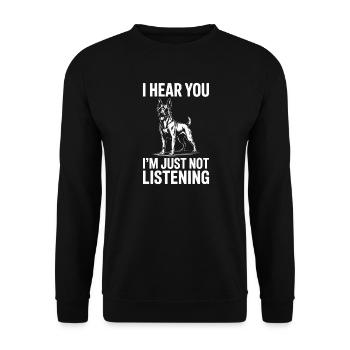 Malinois Spruch Hunde Lustiges Malinois Geschenk - Unisex Pullover - Schwarz - Vorne - Alina (178cm) & Michal (187cm)