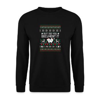 Document It Christmas Meme Pullover - Unisex Pullover - Schwarz - Vorne - Alina (178cm) & Michal (187cm)