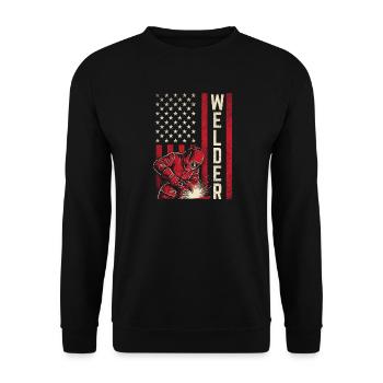 Schweißer – Schweißer, Metallarbeiter, Handwerksberuf - Unisex Pullover - Schwarz - Vorne - Alina (178cm) & Michal (187cm)