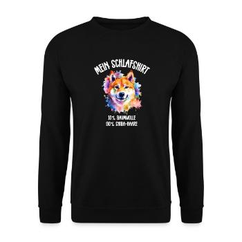 Shiba Inu Schlafshirt Bunt - Unisex Pullover - Schwarz - Vorne - Alina (178cm) & Michal (187cm)