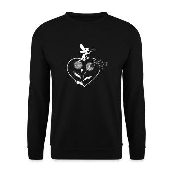 Schmetterlingdesign Pusteblumen Wiese Herzen Feen - Unisex Pullover - Schwarz - Vorne - Alina (178cm) & Michal (187cm)