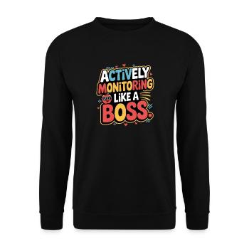 Aktive Überwachung wie - Unisex Pullover - Schwarz - Vorne - Alina (178cm) & Michal (187cm)