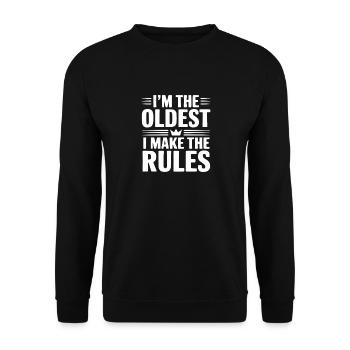 Ich bin der Älteste, ich mache die Regeln - Unisex Pullover - Schwarz - Vorne - Alina (178cm) & Michal (187cm)