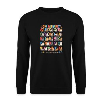 Katzenalphabet Farbenbuchstaben - Unisex Pullover - Schwarz - Vorne - Alina (178cm) & Michal (187cm)