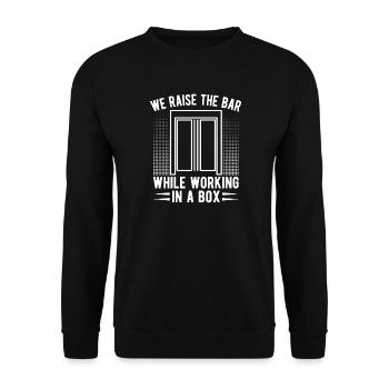 Funny Elevator Mechanic We Raise The Bar Gift Idea - Unisex Pullover - Schwarz - Vorne - Alina (178cm) & Michal (187cm)