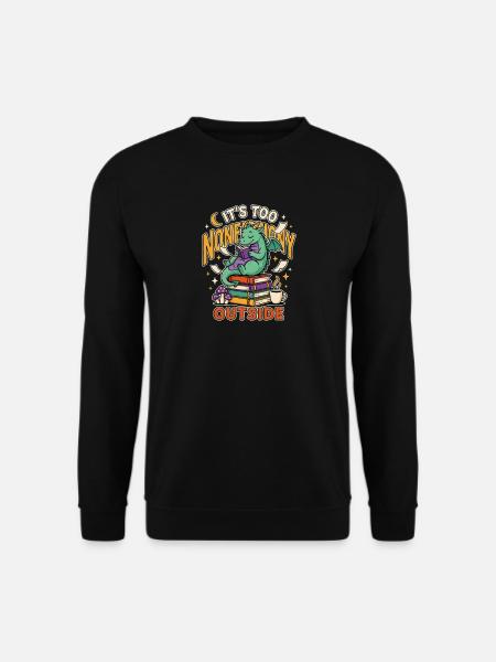 Drachen liest draußen gemütliche Bücher - Unisex Pullover - Schwarz