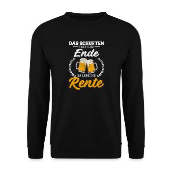 Rente Ruhestand Rentner Bier Lustiger Spruch - Unisex Pullover - Schwarz - Vorne - Alina (178cm) & Michal (187cm)