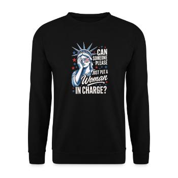 Put A Woman In Charge Statue Of Liberty Facepalm - Unisex Pullover - Schwarz - Vorne - Alina (178cm) & Michal (187cm)