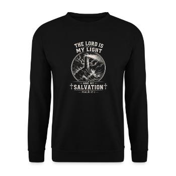 Lord Is My Light Lighthouse - Unisex Pullover - Schwarz - Vorne - Alina (178cm) & Michal (187cm)