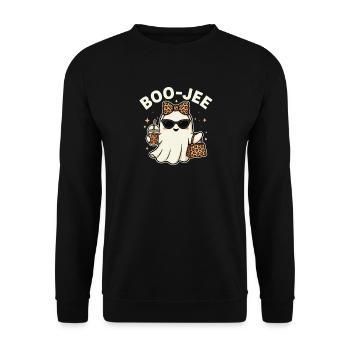 Boo-Jee-Geist Lustiges Schicker Halloween-Design - Unisex Pullover - Schwarz - Vorne - Alina (178cm) & Michal (187cm)