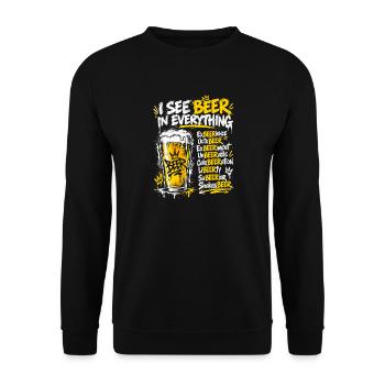 Ich sehe Bier in allem - Unisex Pullover - Schwarz - Vorne - Alina (178cm) & Michal (187cm)