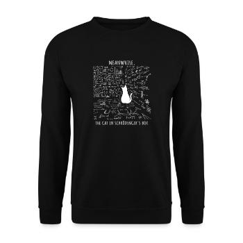 Schrödingers Katze Physik Quantenphysik Nerd Humor - Unisex Pullover - Schwarz - Vorne - Alina (178cm) & Michal (187cm)