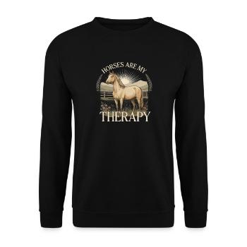 Horses Are My Therapy Horse Mom - Unisex Pullover - Schwarz - Vorne - Alina (178cm) & Michal (187cm)