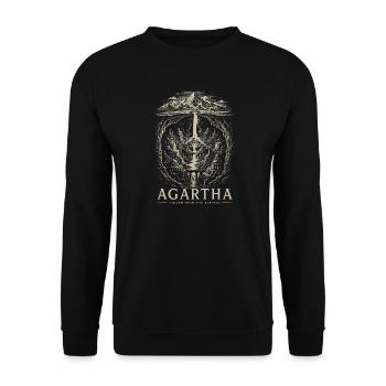 Agartha Verborgene Stadt - Unisex Pullover - Schwarz - Vorne - Alina (178cm) & Michal (187cm)