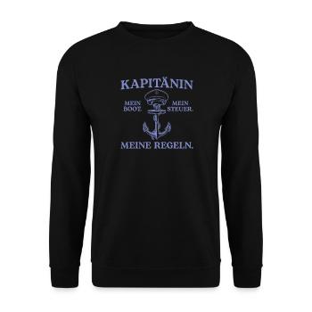 Kapitänin Mein Boot Meine Regeln - Unisex Pullover - Schwarz - Vorne - Alina (178cm) & Michal (187cm)