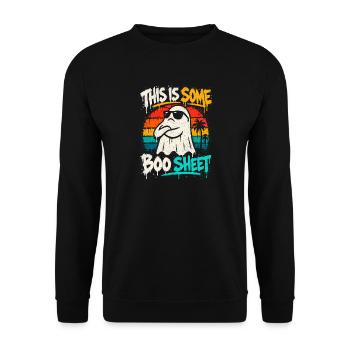 Boo Sheet Geist mit Sonnenbrille - Unisex Pullover - Schwarz - Vorne - Alina (178cm) & Michal (187cm)