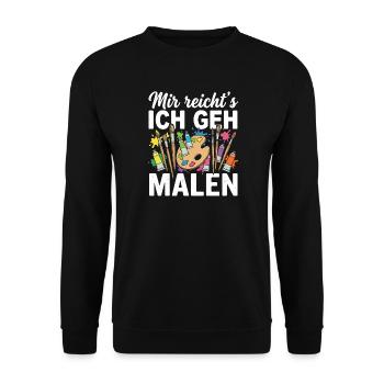 Mir reicht's ich geh malen - Unisex Pullover - Schwarz - Vorne - Alina (178cm) & Michal (187cm)