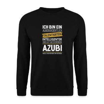 Azubi Lehrling Ausbildung Lehre Auszubildender - Unisex Pullover - Schwarz - Vorne - Alina (178cm) & Michal (187cm)