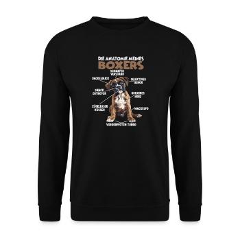 Boxer Hundebesitzer T | Deutscher Boxer | Hunde - Unisex Pullover - Schwarz - Vorne - Alina (178cm) & Michal (187cm)