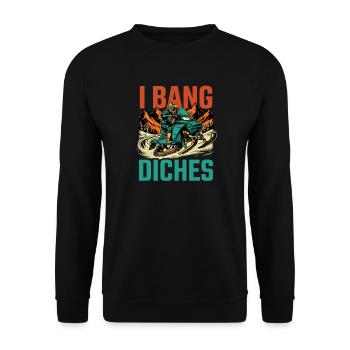 Ditch Banging Schlittenfahrer – Schneemobil Schneemobilfahren - Unisex Pullover - Schwarz - Vorne - Alina (178cm) & Michal (187cm)