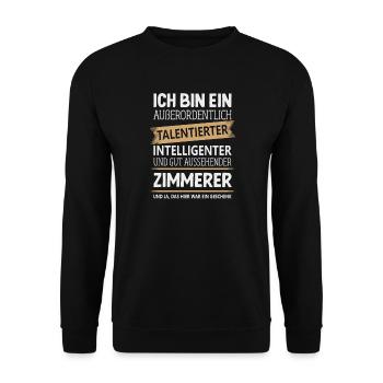 Zimmerer Zimmermann Handwerk Zimmerermeister - Unisex Pullover - Schwarz - Vorne - Alina (178cm) & Michal (187cm)