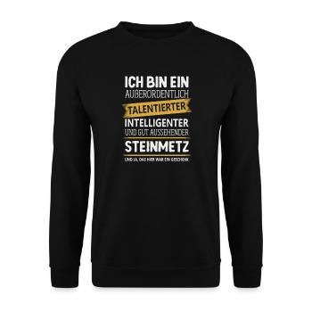 Steinmetz Handwerk Steinmetzmeister Handwerker - Unisex Pullover - Schwarz - Vorne - Alina (178cm) & Michal (187cm)