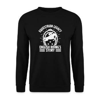 Hobby Horse Rider EQuestrian Legacy English Riding - Unisex Pullover - Schwarz - Vorne - Alina (178cm) & Michal (187cm)