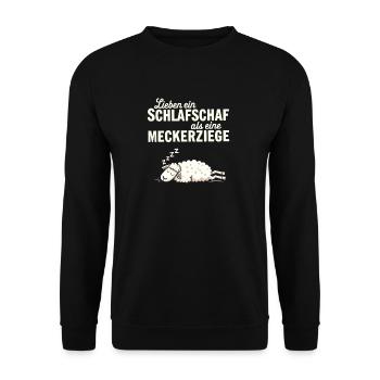 Lieben Ein Schlafschaf Als Eine Meckerziege - Unisex Pullover - Schwarz - Vorne - Alina (178cm) & Michal (187cm)