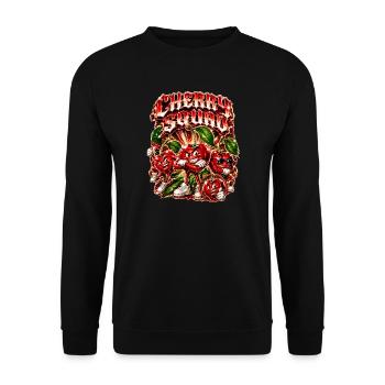 Kirsche - Unisex Pullover - Schwarz - Vorne - Alina (178cm) & Michal (187cm)