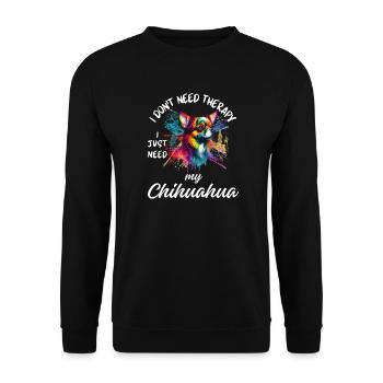 Bunter Regenbogenspritzer Chihuahua - Unisex Pullover - Schwarz - Vorne - Alina (178cm) & Michal (187cm)