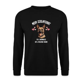 Malinois Herzen Schlafshirt Diensthund - Unisex Pullover - Schwarz - Vorne - Alina (178cm) & Michal (187cm)