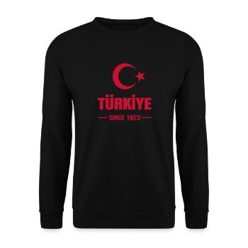 Türkiye Since 1923 Halbmond Stern Türkei Flagge - Unisex Pullover - Schwarz - Vorne - Alina (178cm) & Michal (187cm)