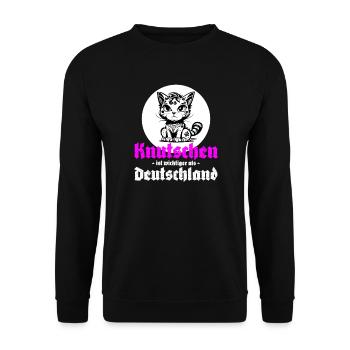 Knutschen ist wichtiger als Deutschland - Unisex Pullover - Schwarz - Vorne - Alina (178cm) & Michal (187cm)