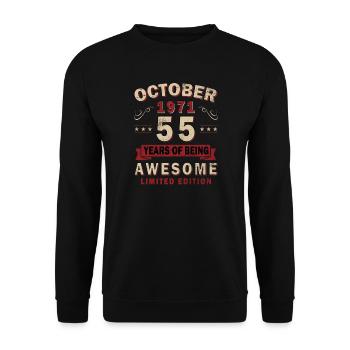 55. Geburtstag Geschenk Mann Best of Oktober 1971 - Unisex Pullover - Schwarz - Vorne - Alina (178cm) & Michal (187cm)