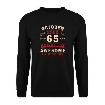 1961 Oktober 1961 Geburtstag Oktober 1961 - Unisex Pullover - Schwarz - Vorne - Alina (178cm) & Michal (187cm)