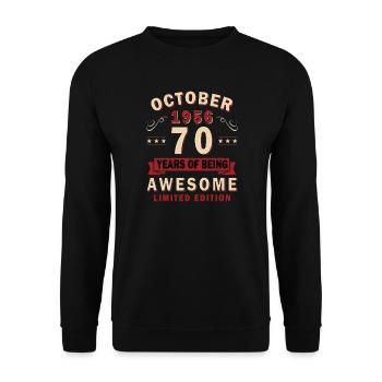 70. Geburtstag Mann Frau 70 Jahre Deko 1956 - Unisex Pullover - Schwarz - Vorne - Alina (178cm) & Michal (187cm)