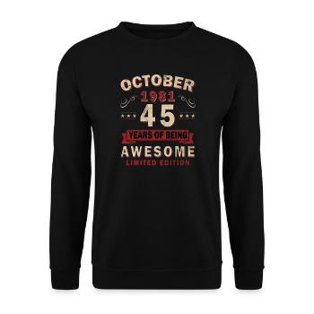 Vintage Oktober 1981 Retro-Ausgabe Oktober 1981 - Unisex Pullover - Schwarz - Vorne - Alina (178cm) & Michal (187cm)