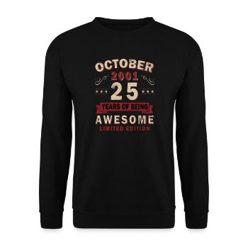 25. Geburtstag Geschenk Mann Original Oktober 2001 - Unisex Pullover - Schwarz - Vorne - Alina (178cm) & Michal (187cm)