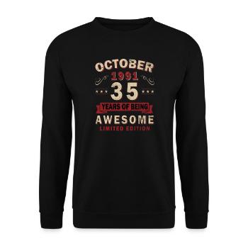 35. Geburtstag Geschenk Mann Original Oktober 1991 - Unisex Pullover - Schwarz - Vorne - Alina (178cm) & Michal (187cm)