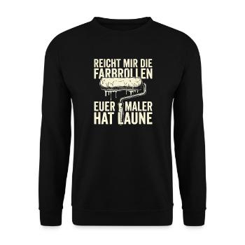 Reich Mir Die Farbrolle Der Maler Hat - Unisex Pullover - Schwarz - Vorne - Alina (178cm) & Michal (187cm)