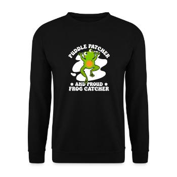 Frog Catcher Puddle Patcher & Proud Catcher Frog - Unisex Pullover - Schwarz - Vorne - Alina (178cm) & Michal (187cm)