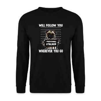 Lustiges Mops Meme T, Outfit für Frauchen  - Unisex Pullover - Schwarz - Vorne - Alina (178cm) & Michal (187cm)